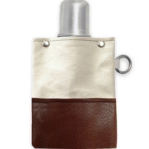 Faux Leather Canvas Flask with Shot Glass